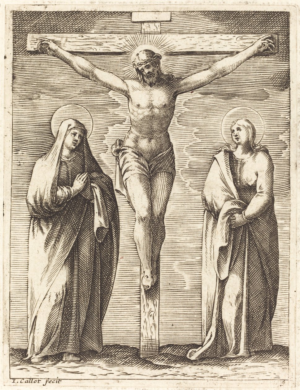 Die Jungfrau und der heilige Johannes am Fuß des Kreuzes von Jacques Callot