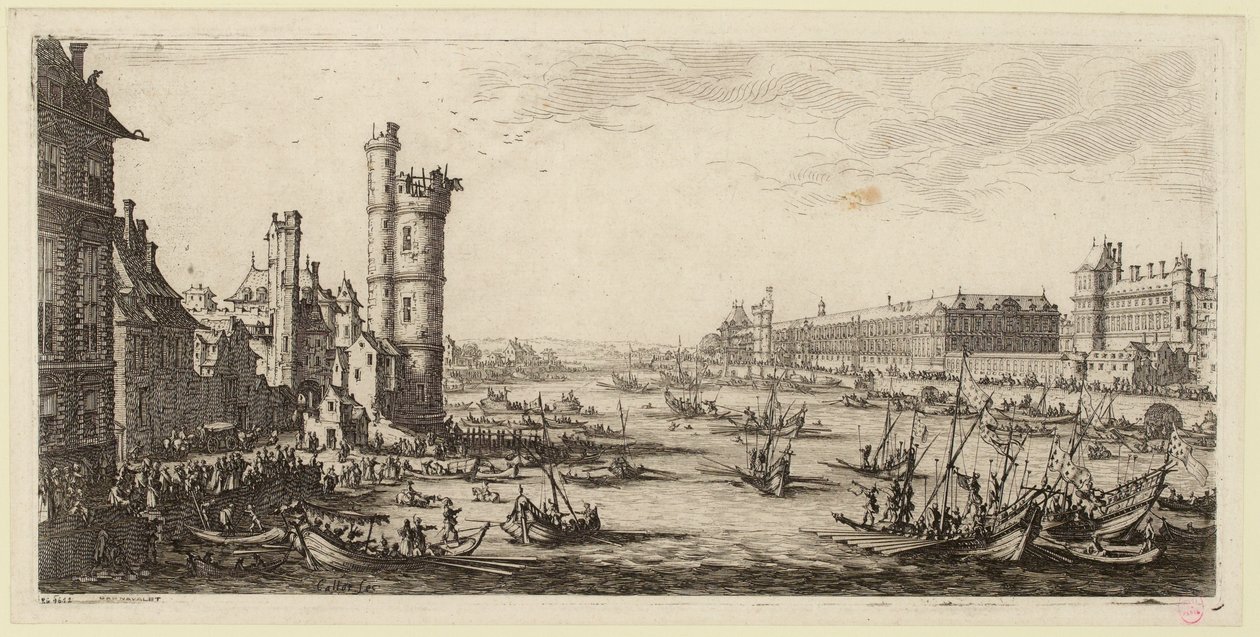 Ansicht des Louvre und der ehemaligen Porte de Nesle (IFF 667). von Jacques Callot