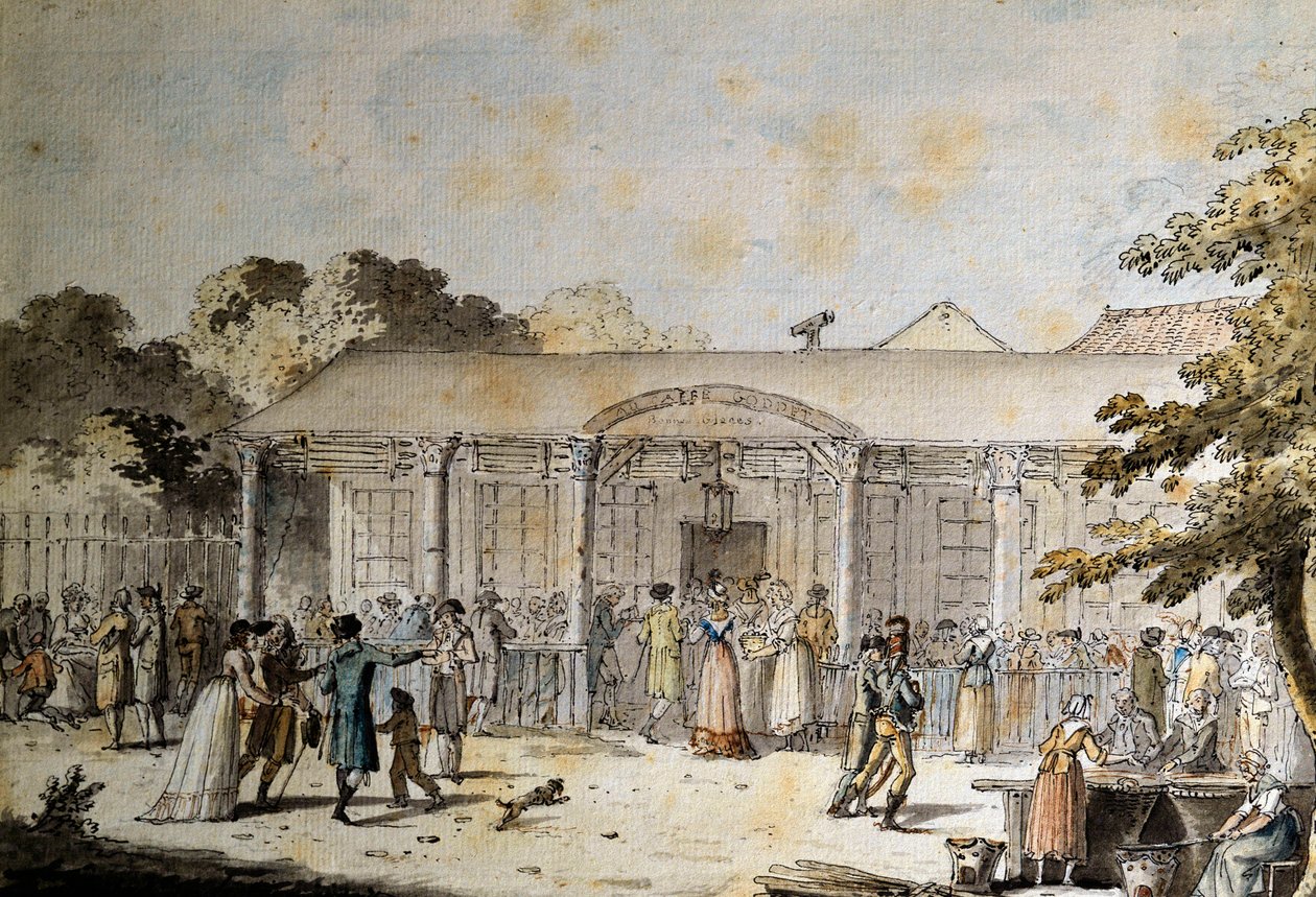 Ansicht des Cafés Goddet (oder Godet), Boulevard du Temple, zur Zeit des Konsulats von Jacques Francois Joseph Swebach