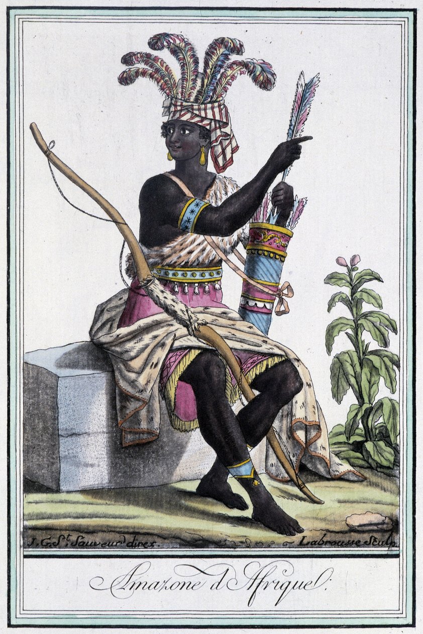 Amazon von Afrika - in „Encyclopedia of Travels“ von Grasset St Sauveur, ed. 1796 von Jacques Grasset de Saint Sauveur