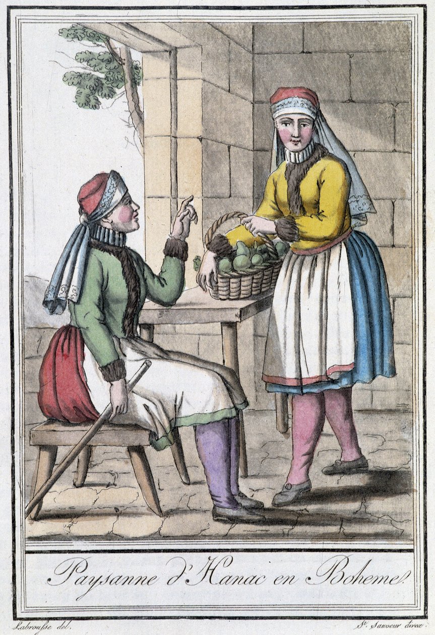 Bäuerin von Hanac, in Böhmen (Tschechoslowakei) - in „Encyclopedia of travels“ von Grasset St Sauveur, Paris von Jacques Grasset de Saint Sauveur
