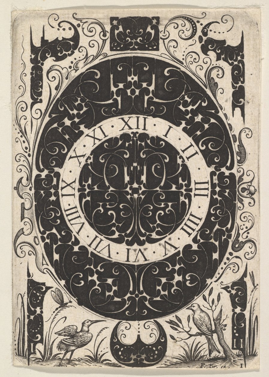 Ovales Uhrengehäuse mit Vögeln und kleineren Motiven, ca. 1614-19 von Jacques Hurtu