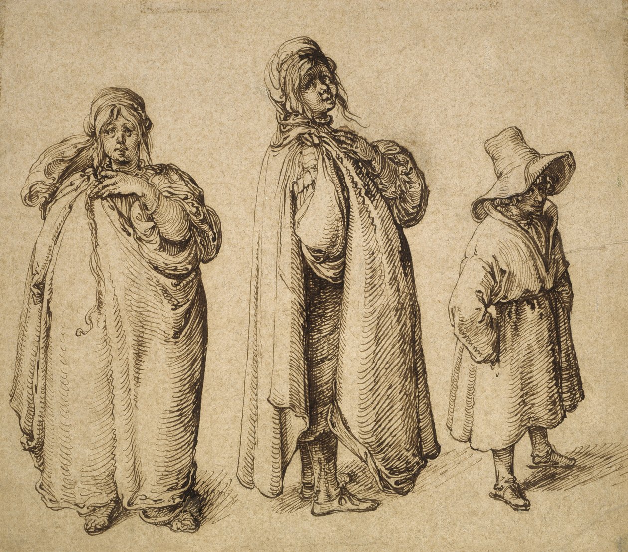 Zwei Studien einer Roma-Frau und eines Roma-Jungen mit großem Hut, ca. 1605 von Jacques II de Gheyn