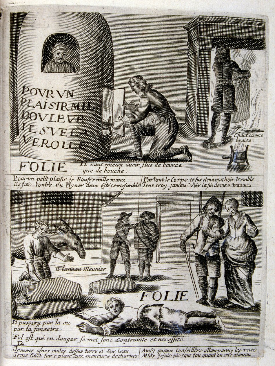 17. Jahrhundert gravierte Illustration aus einer Sammlung von Sprichwörtern. Paris 1657-1663. Von Jacques Lagniet von Jacques Lagniet