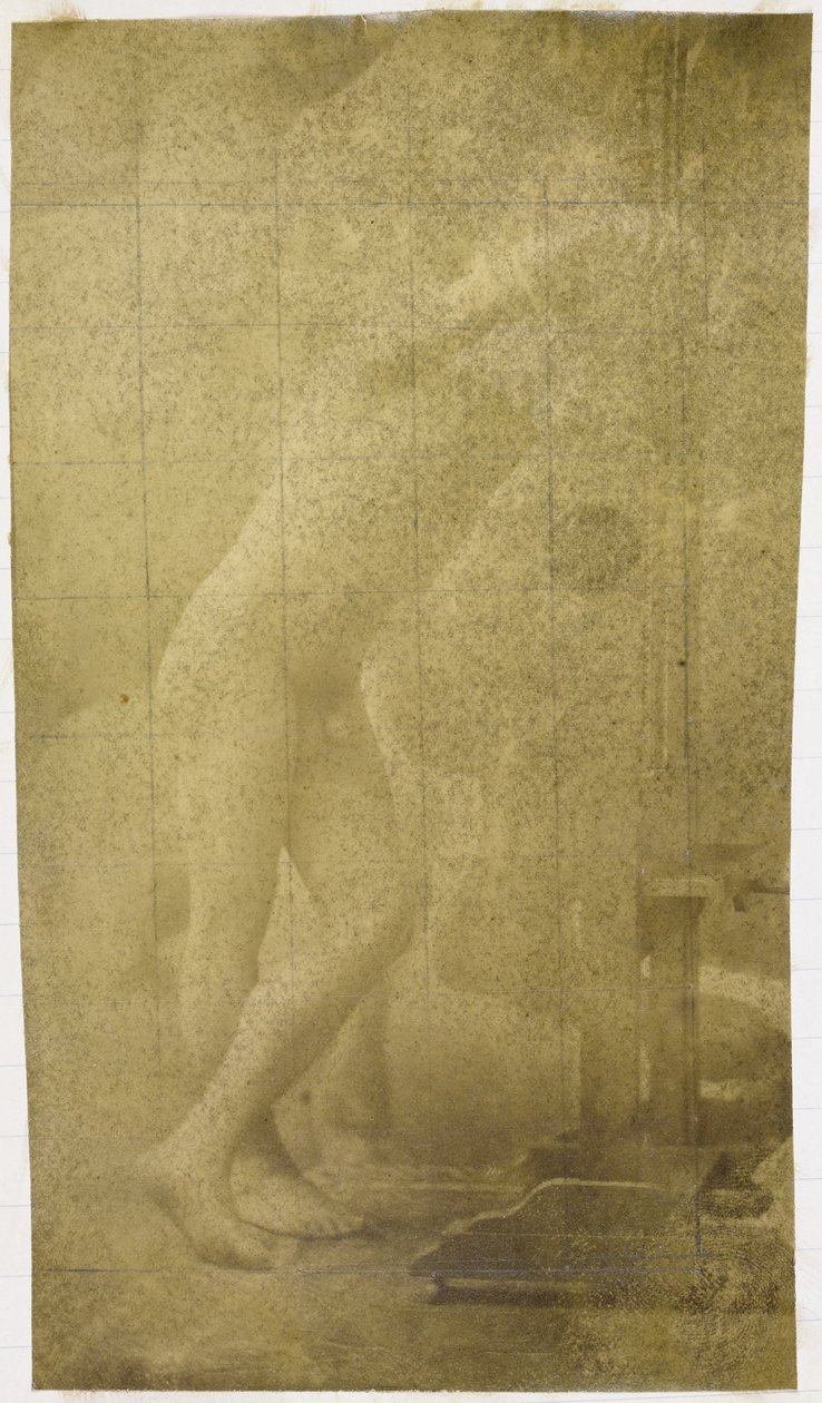 Studie eines männlichen Aktmodells, stehend und an eine Staffelei gelehnt, im Atelier von Jacques de Lalaing von Jacques Lalaing (attributed to)