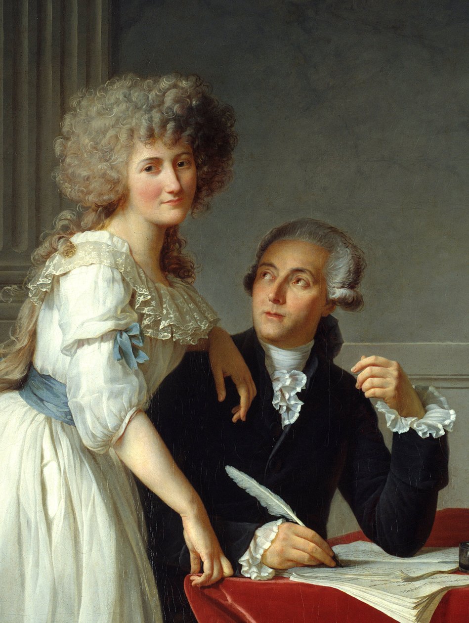 Detail von „Antoine Laurent Lavoisier (1743-1794) mit Madame Lavoisier“ Gemälde von Jacques Louis David (1748-1825) von Jacques Louis David