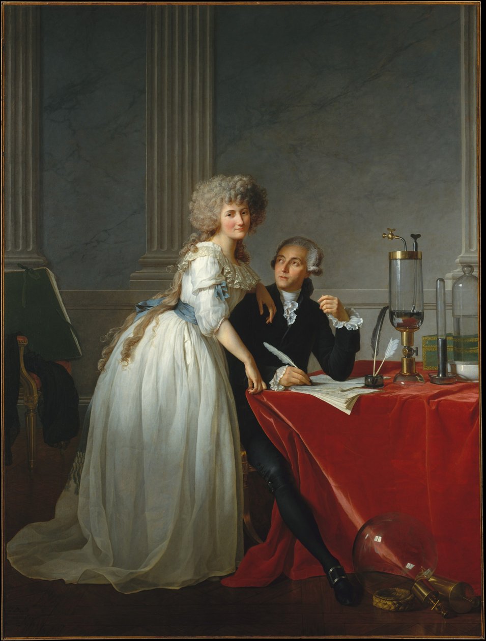 Porträt von Monsieur de Lavoisier und seiner Frau, Chemikerin Marie-Anne Pierrette Paulze von Jacques Louis David