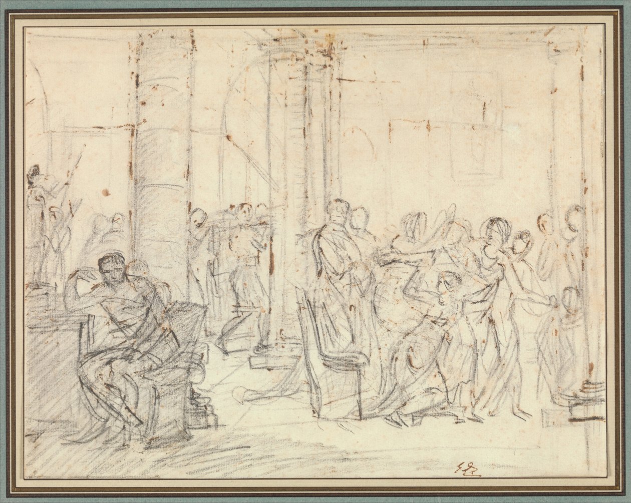 Studie für Die Liktoren bringen Brutus die Leichen seiner Söhne von Jacques Louis David