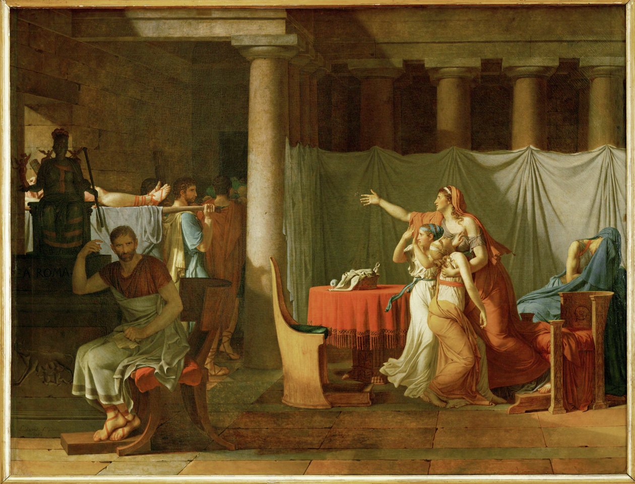 Die Liktoren bringen Brutus die Leichen seiner toten Söhne von Jacques Louis David