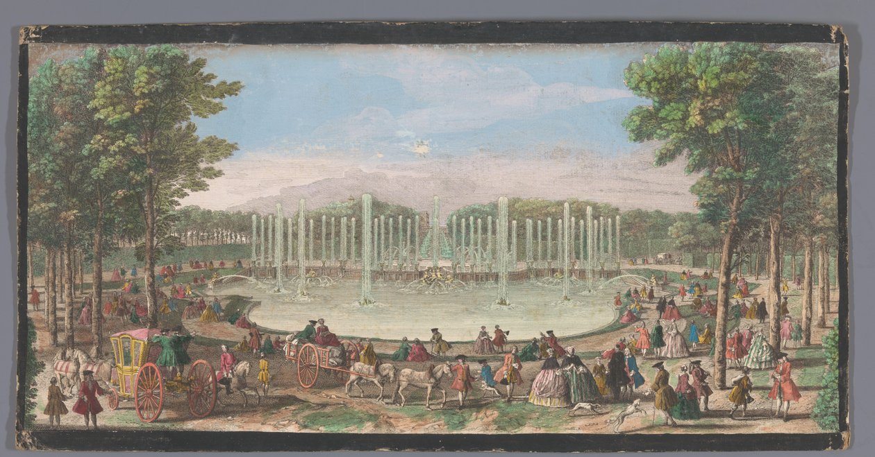 Blick auf das Bassin de Neptune im Garten von Versailles von Jacques Rigaud (possibly)