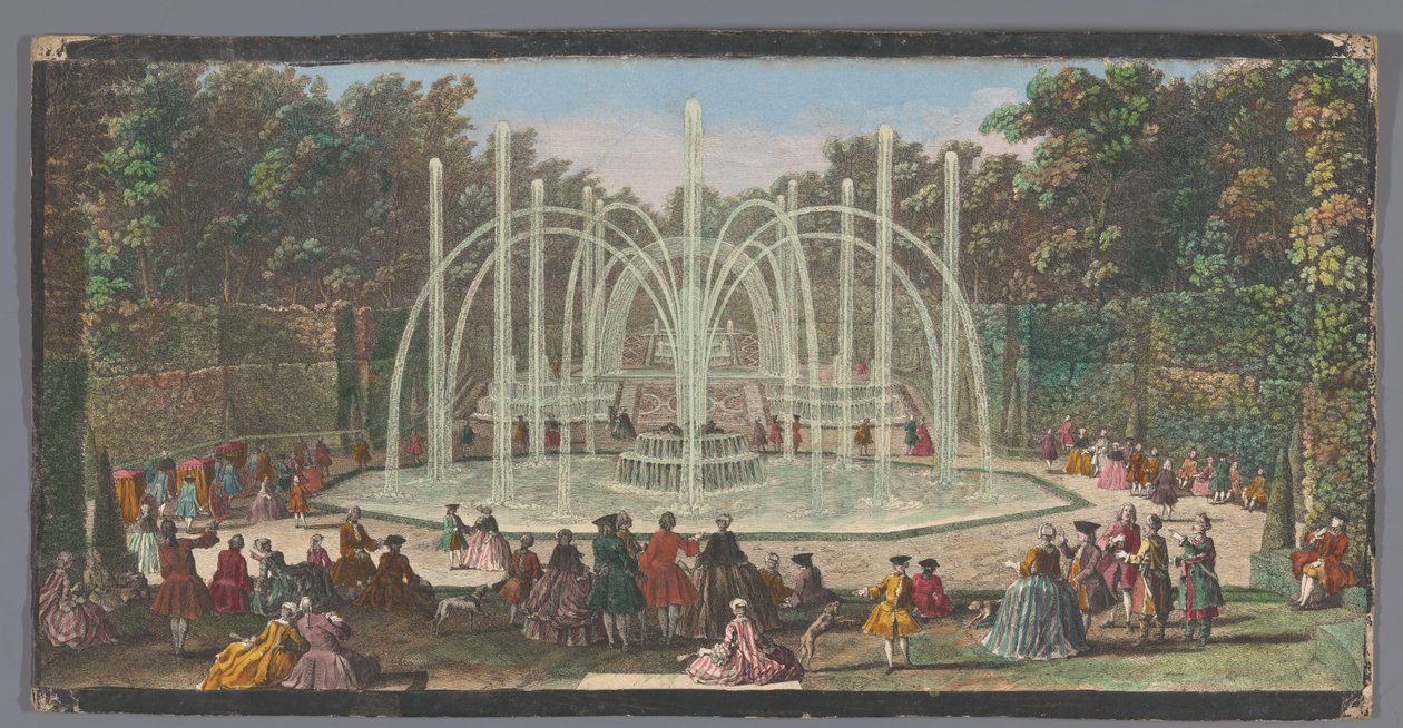 Ansicht des Bosquet des Trois Fontaines im Garten von Versailles von Jacques Rigaud (possibly)