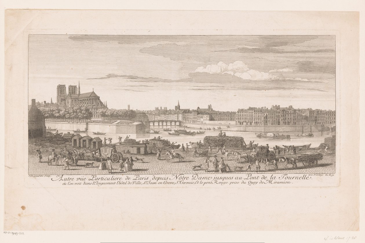 Ansicht von Paris von Notre Dame bis zur Pont de la Tournelle von Jacques Rigaud