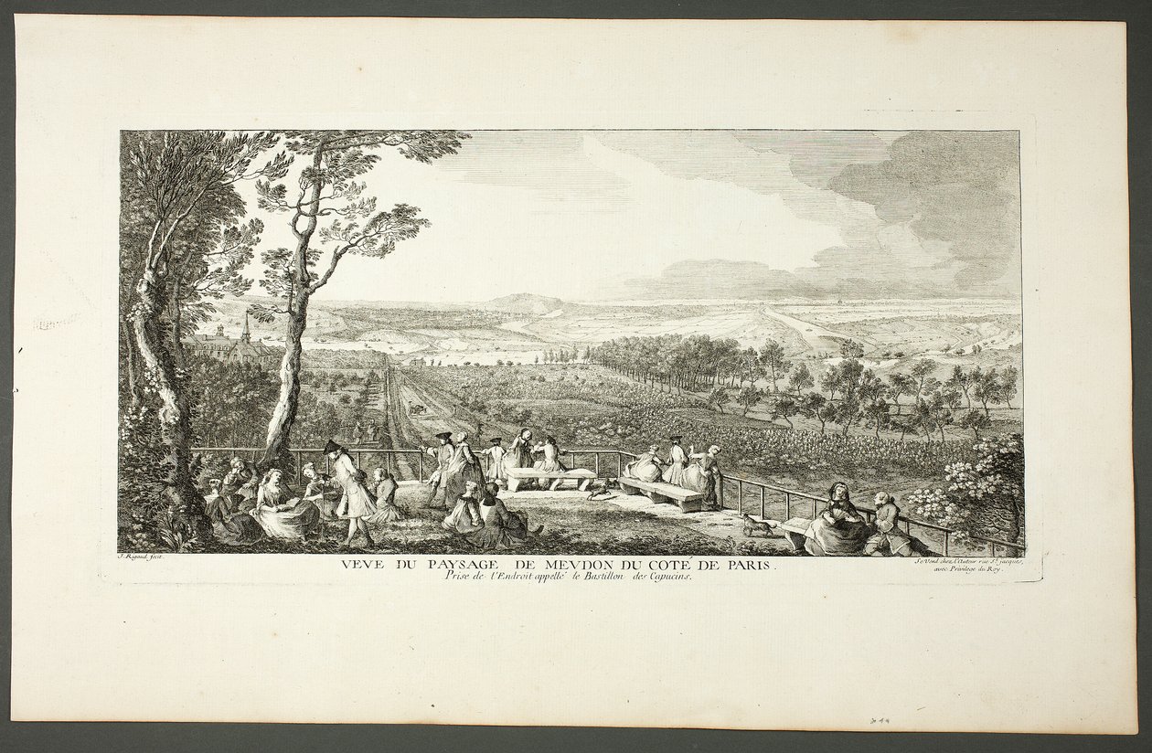 Landschaftsansicht von Meudon in Richtung Paris von Jacques Rigaud