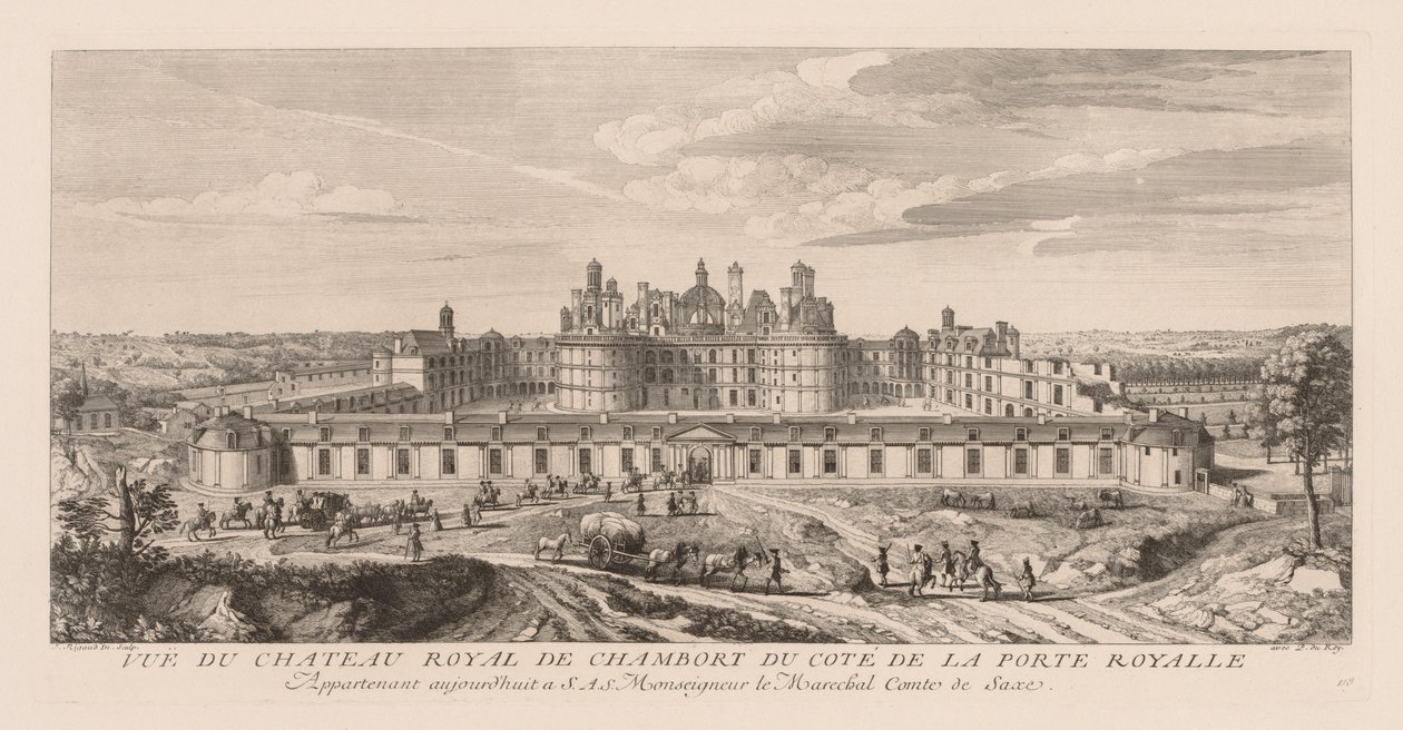 Vue du Château royal de Chambord, du côté de la Porte royale von Jacques Rigaud