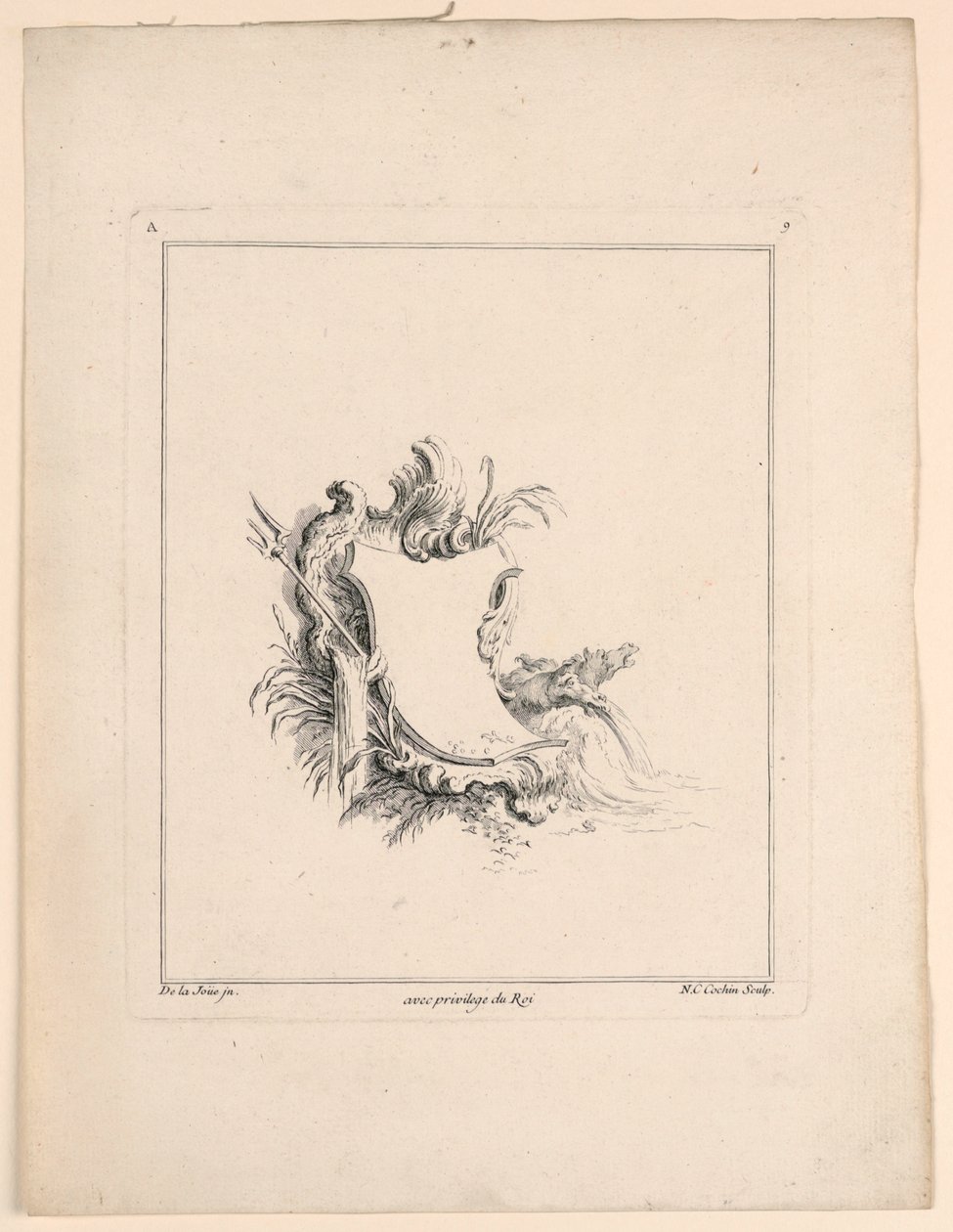 Wappenschild, aus "Recueil Nouveau de Differens Cartouche" von Jacques de Lajoüe