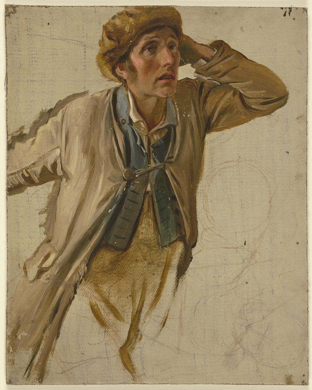 Junger Bauer mit brauner Mütze von Jakob Becker