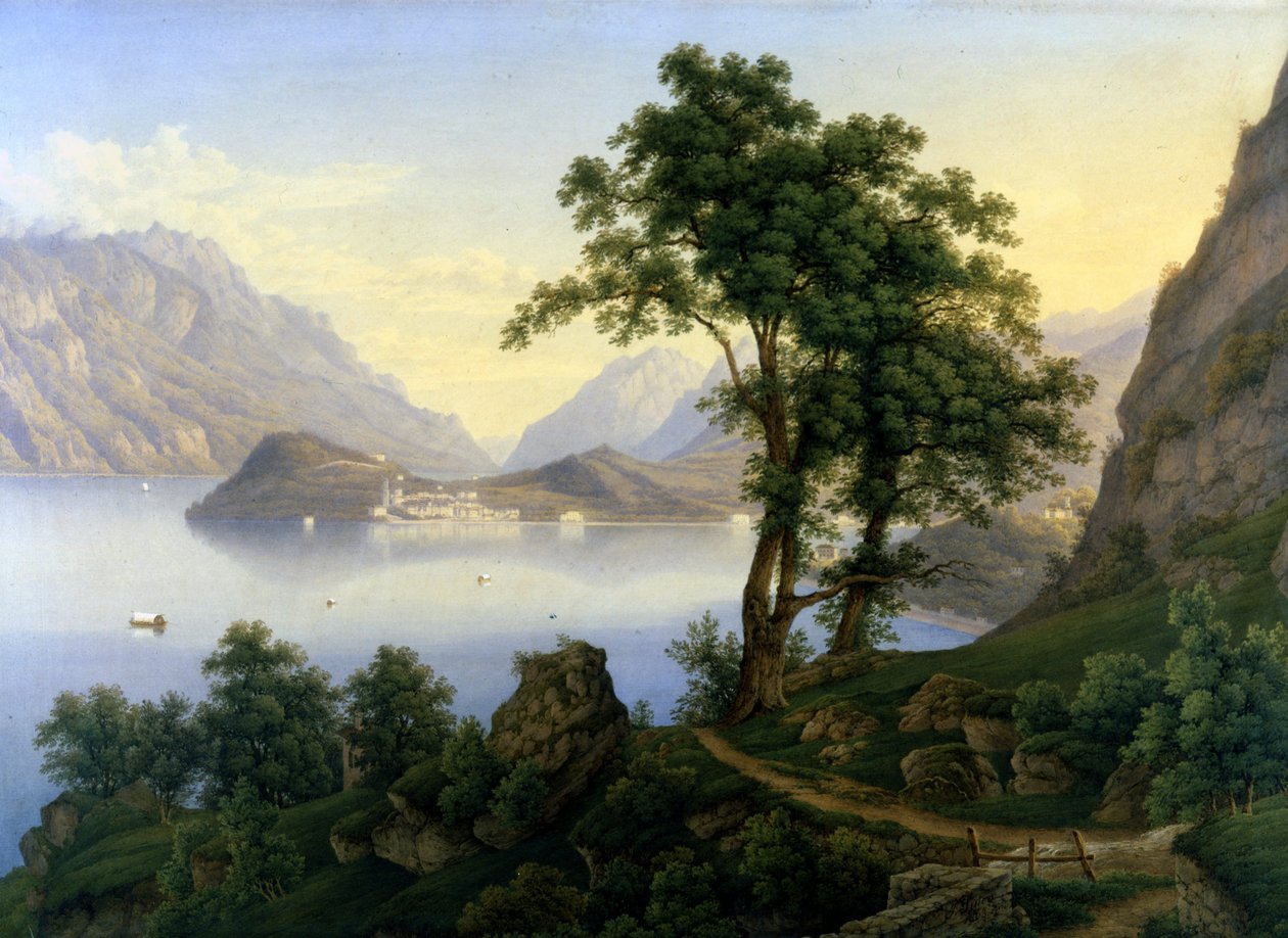 Ansicht von Bellagio am Comer See. 19. Jahrhundert. Gemälde von Jacob Suter von Jakob Suter