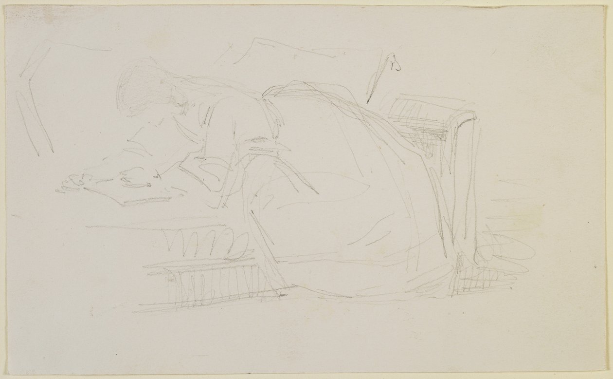 Ein Mädchen, das auf einer Couch liegt und liest, 1858-60 von James Abbott McNeill Whistler