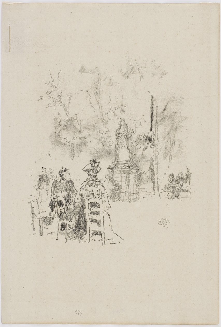 Gespräch unter der Statue, Jardin du Luxembourg, 1893 von James Abbott McNeill Whistler