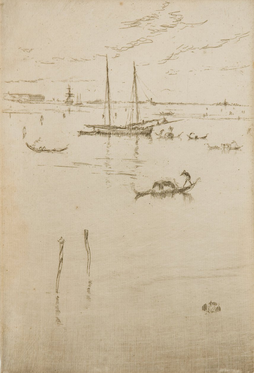 Die kleine Lagune, aus den Zwölf Radierungen, auch bekannt als das Erste Venedig-Set von James Abbott McNeill Whistler