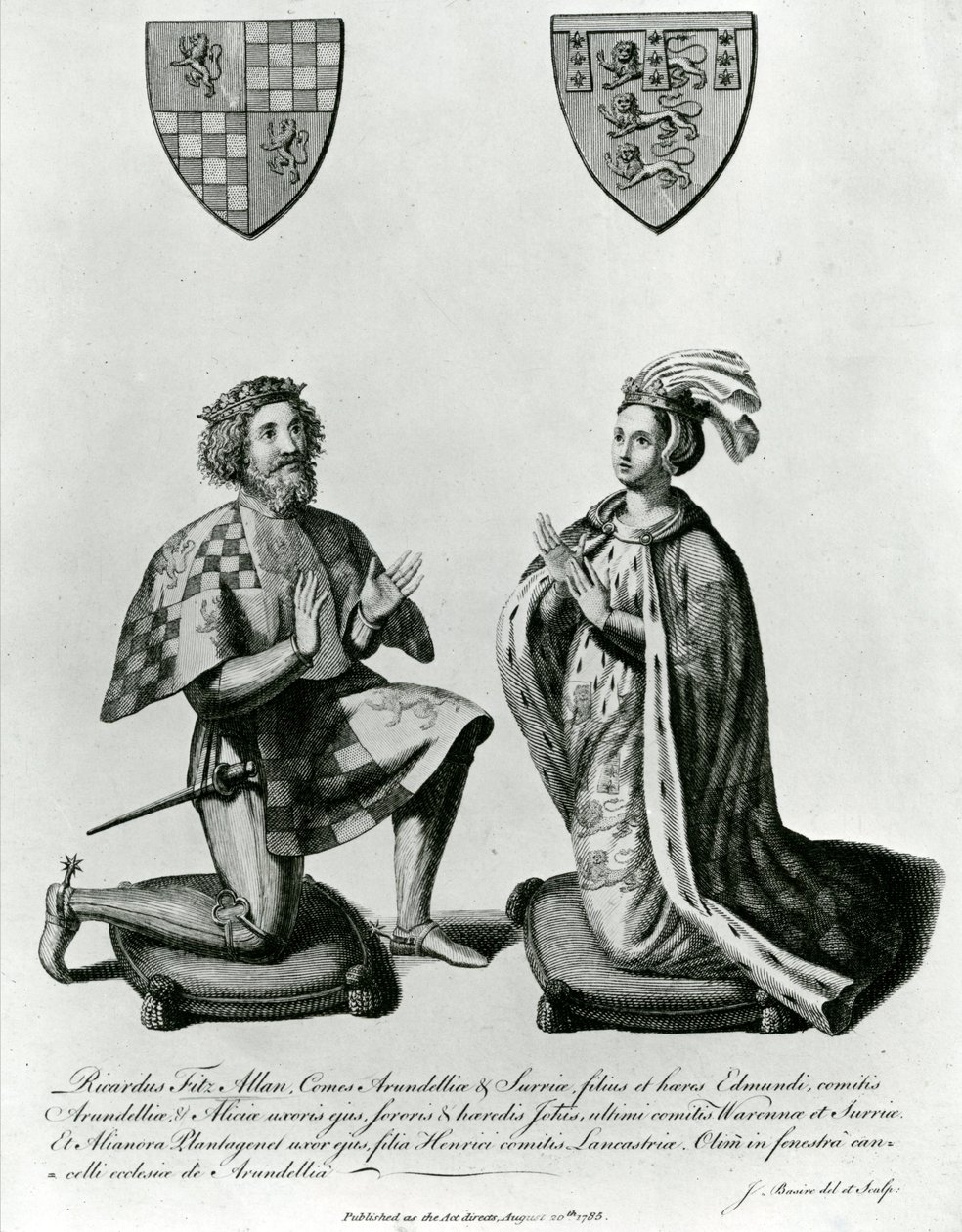 Richard Fitzalan, 3. (10.) Earl of Arundel (ca. 1307-76) und Eleanor Gräfin von Arundel, 1785 von James Basire