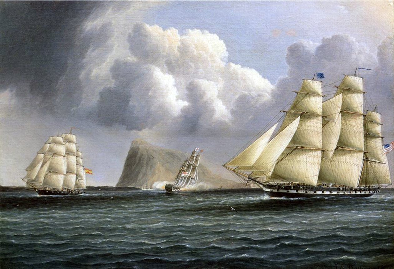 Amerikanische Fregatten vor Gibraltar von James E. Buttersworth