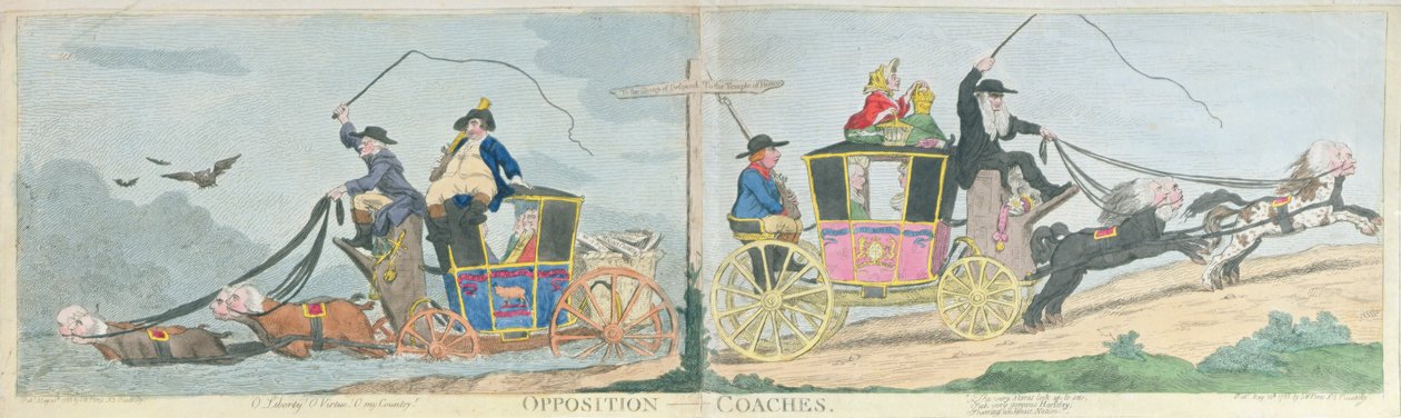 Opposition Coaches, veröffentlicht von S.W. Fores, 1788 von James Gillray
