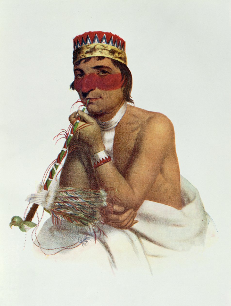 Wa-Em-Boesh-Kaa, ein Chippeway-Häuptling vom Sandy Lake, 1826, Illustration aus 