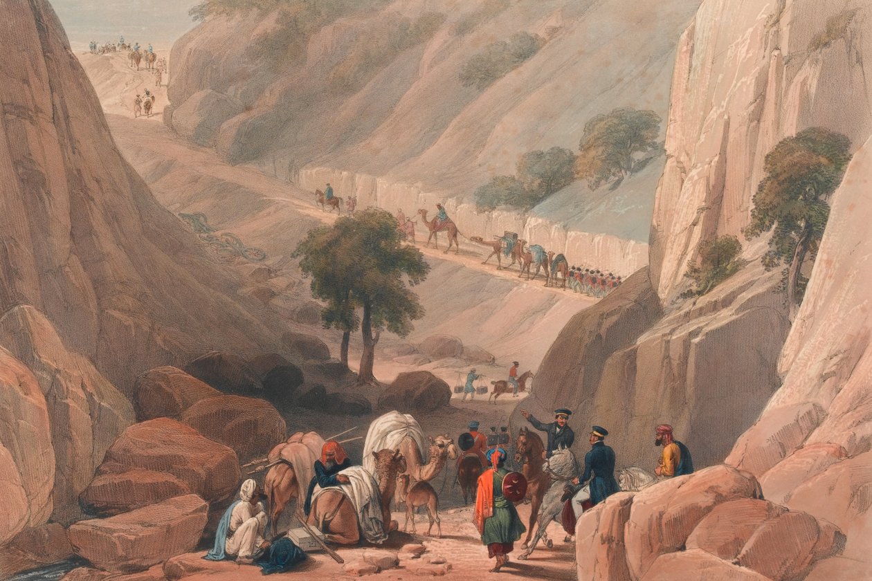 Die Truppen tauchen aus dem engen Teil der Schlucht im Koojah-Pass auf von James (after) Atkinson