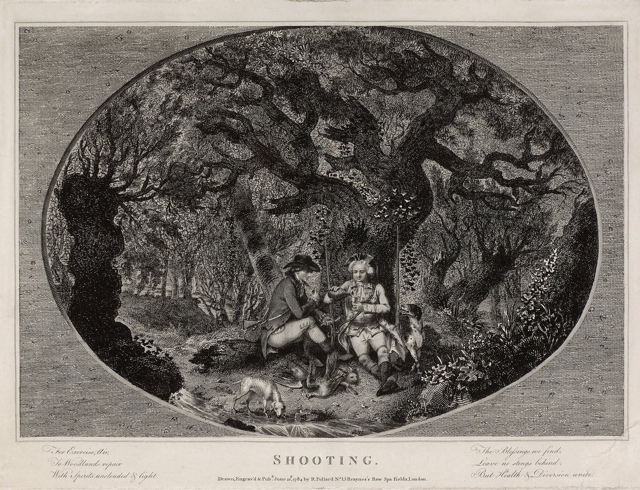 Schießen, graviert von Robert Pollard (1755-1838), veröffentlicht 1784 von James (after) Pollard