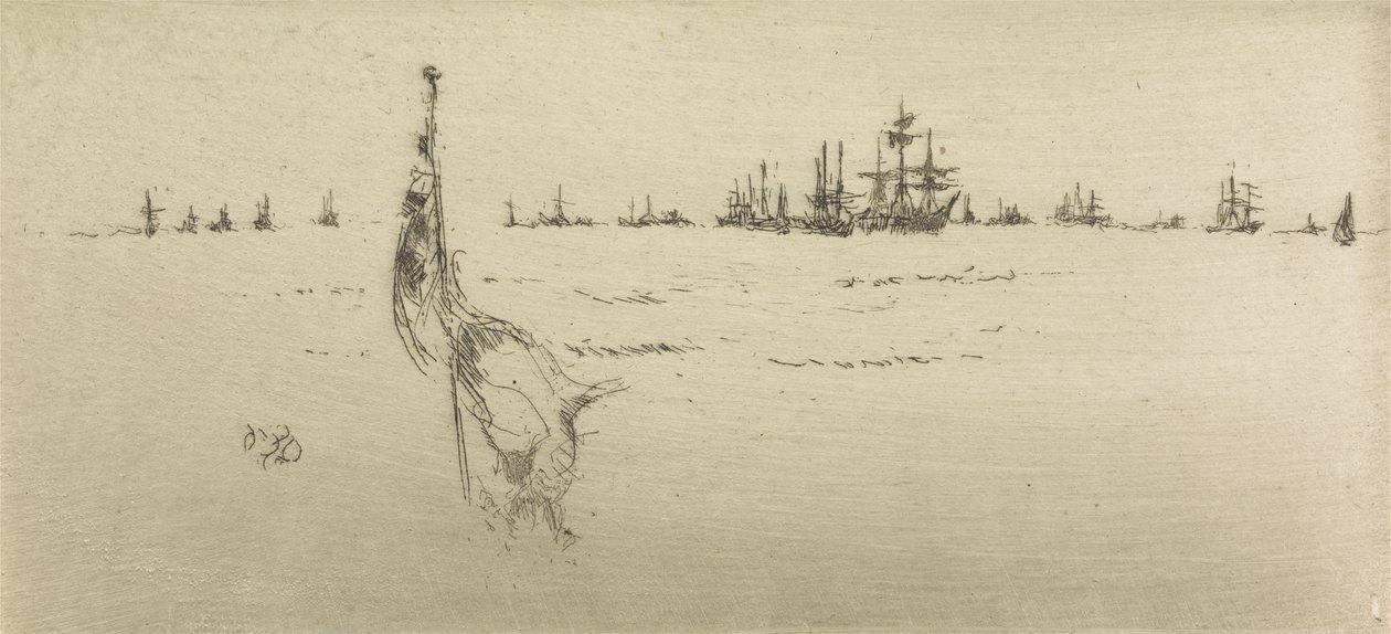 Flagge dippen, aus einer Serie von zwölf Radierungen mit dem Titel Die Marineparade, 1887 von James Abbott McNeill Whistler