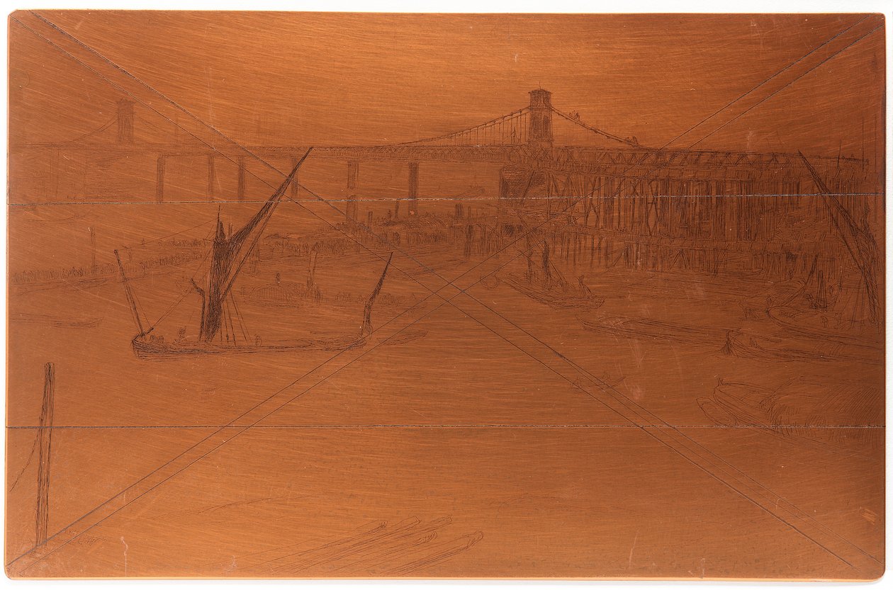 Radierplatte: Alte Hungerford-Brücke, 1861 von James Abbott McNeill Whistler
