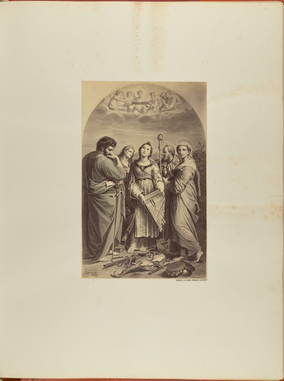 Raphaël, Heilige Cäcilia. Bologna. Gravur von James Anderson
