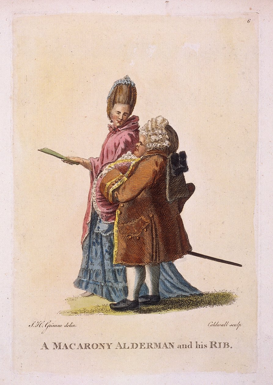 Ein Macaroni-Ratsherr und seine Frau, ca. 1770 von James Caldwall