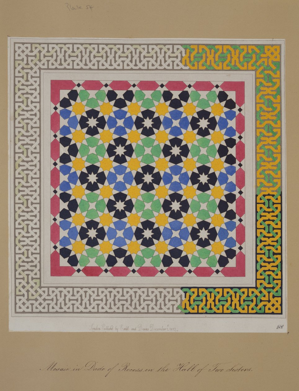 Mosaik im Sockel der Nische in der Halle der zwei Schwestern, Alhambra, aus 