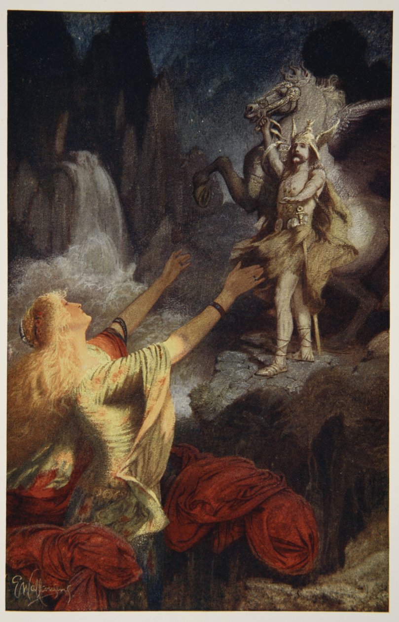 Hundingsbanes Rückkehr nach Valhal, Illustration aus 