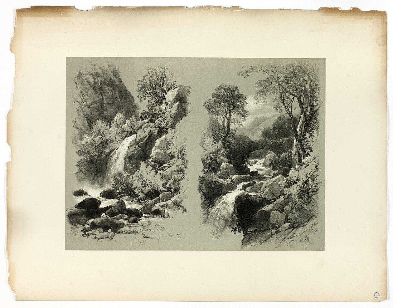 Lady Fall, Vale of Heath, und Fall on the Brent, aus Picturesque Selections von James Duffield Harding