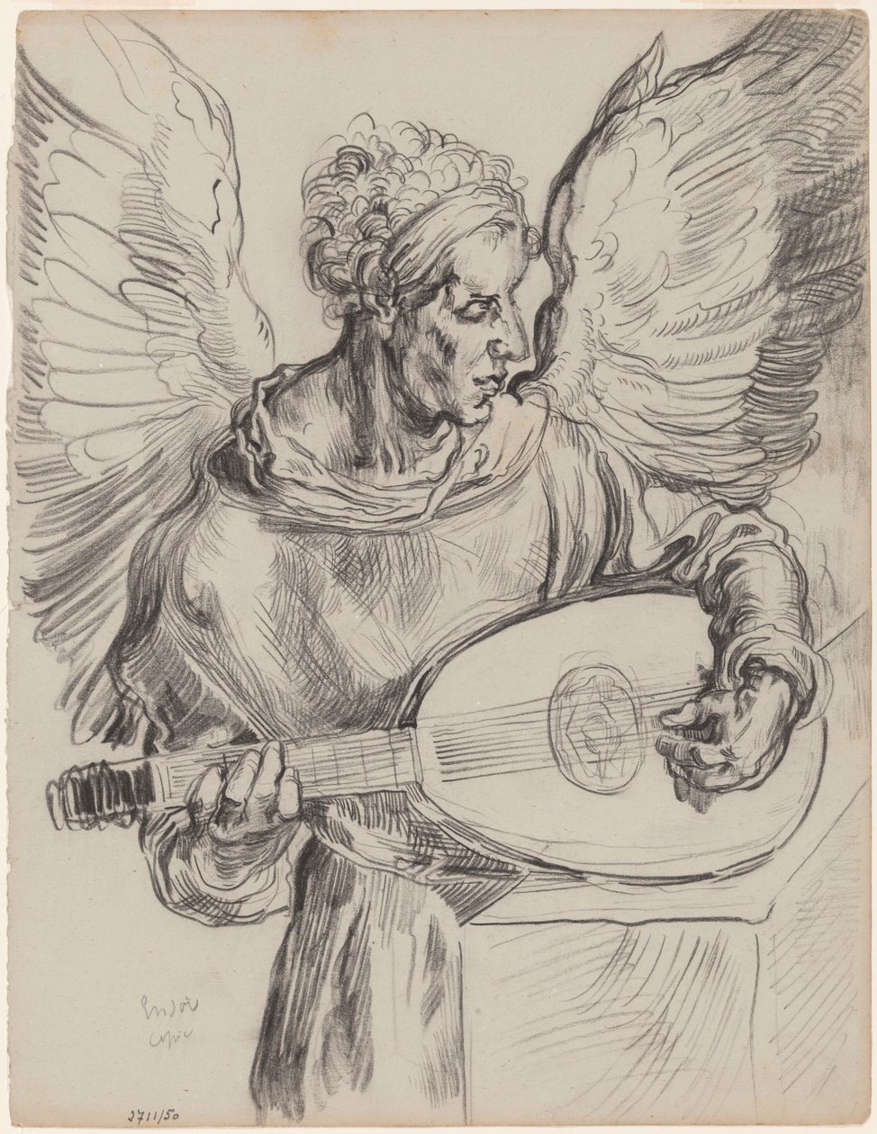 Nach Dürer: Seraph spielt Laute von James Ensor