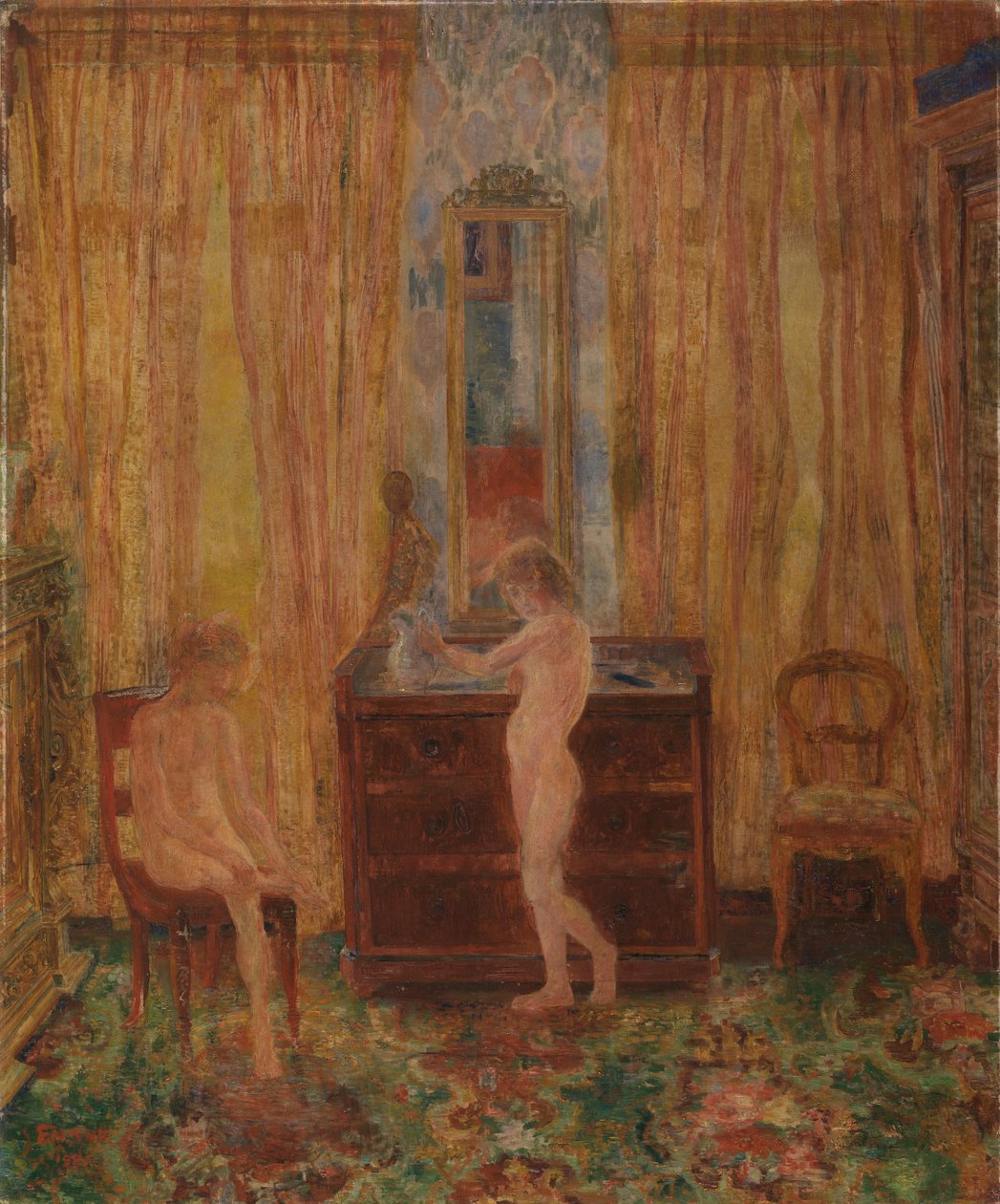 Kinder bei ihrer Morgentoilette (Kinder beim Anziehen) 1886 von James Ensor