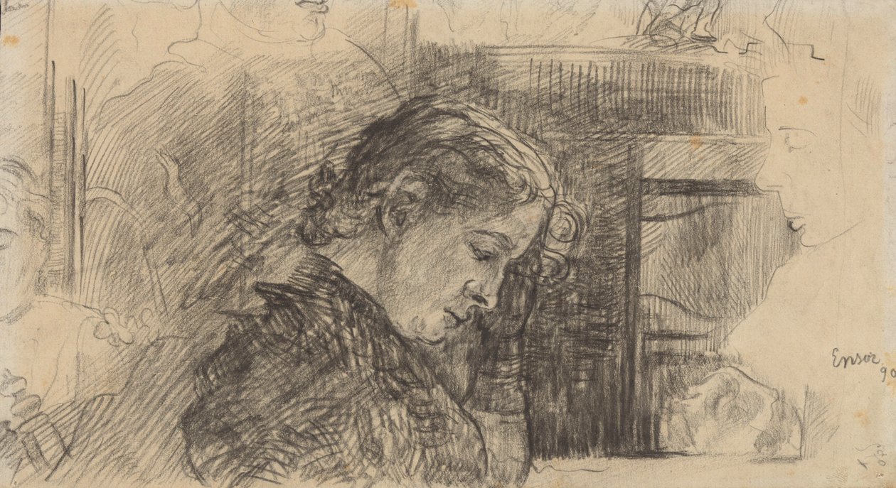 Profil einer Frau (Mariette Rousseau) und andere Figuren von James Ensor