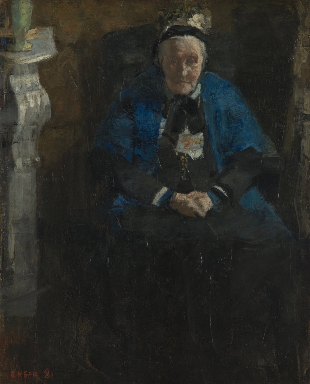 Frau mit blauem Schal von James Ensor
