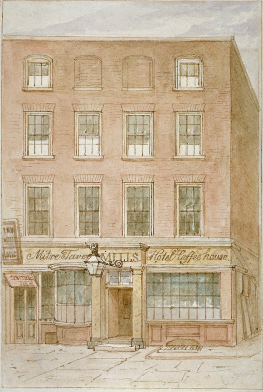 Das Mitre Tavern, Kaffeehaus und Hotel in Mitre Court, Fleet Street, City of London, 1850 von James Findlay