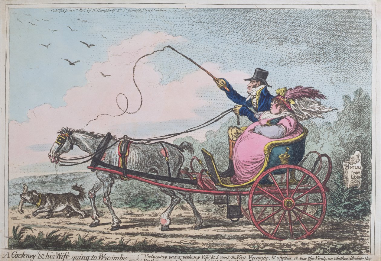 Ein Cockney und seine Frau auf dem Weg nach Wycombe, veröffentlicht von Hannah Humphrey im Jahr 1805 von James Gillray