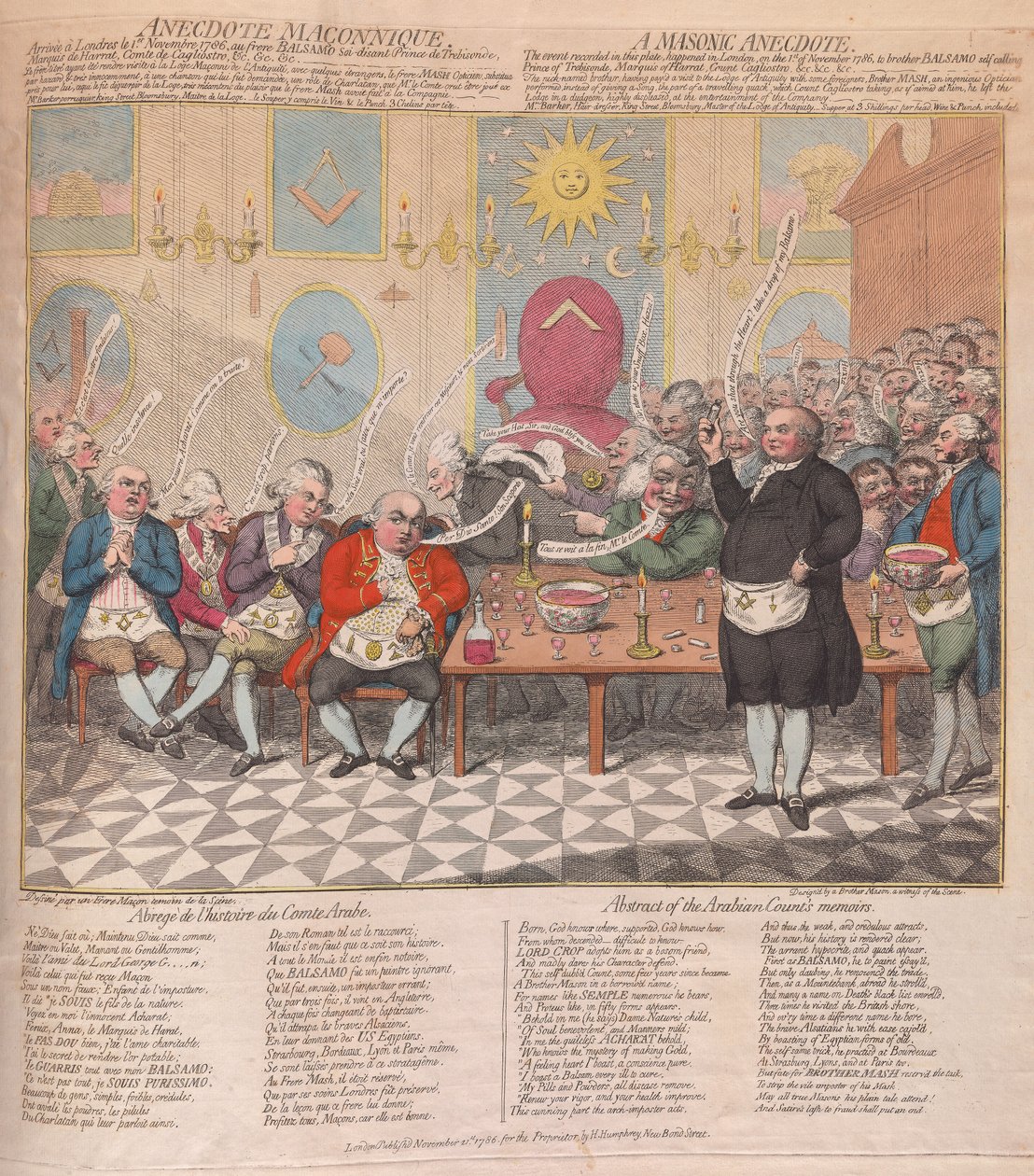 Eine Freimaurer-Anekdote, veröffentlicht 1786 von James Gillray