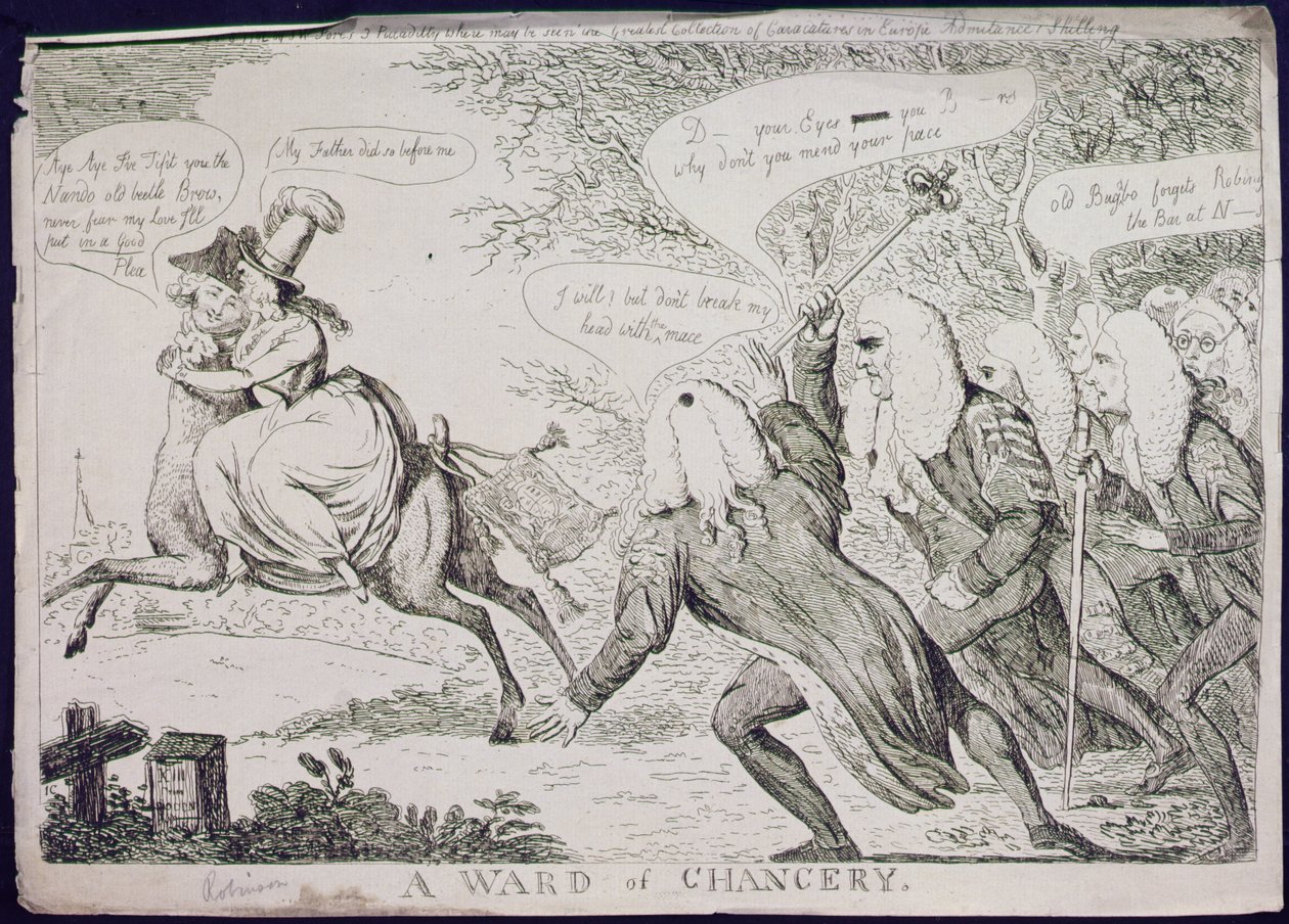 Ein Mündel der Kanzlei, veröffentlicht von S.W. Fores von James Gillray