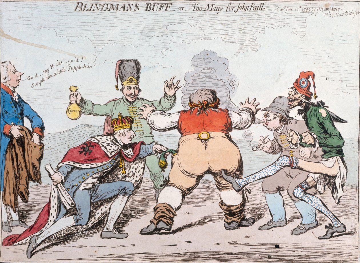 Blindekuh, oder zu viele für John Bull, veröffentlicht von Hannah Humphrey 1795 von James Gillray