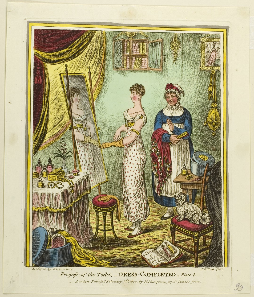 Kleid Fertiggestellt, Platte drei von Fortschritt der Toilette von James Gillray