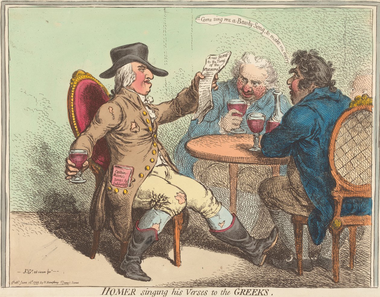 Homer singt seine Verse den Griechen von James Gillray