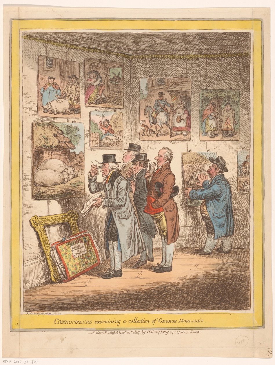 Kunstkenner betrachten Gemälde von George Morland von James Gillray