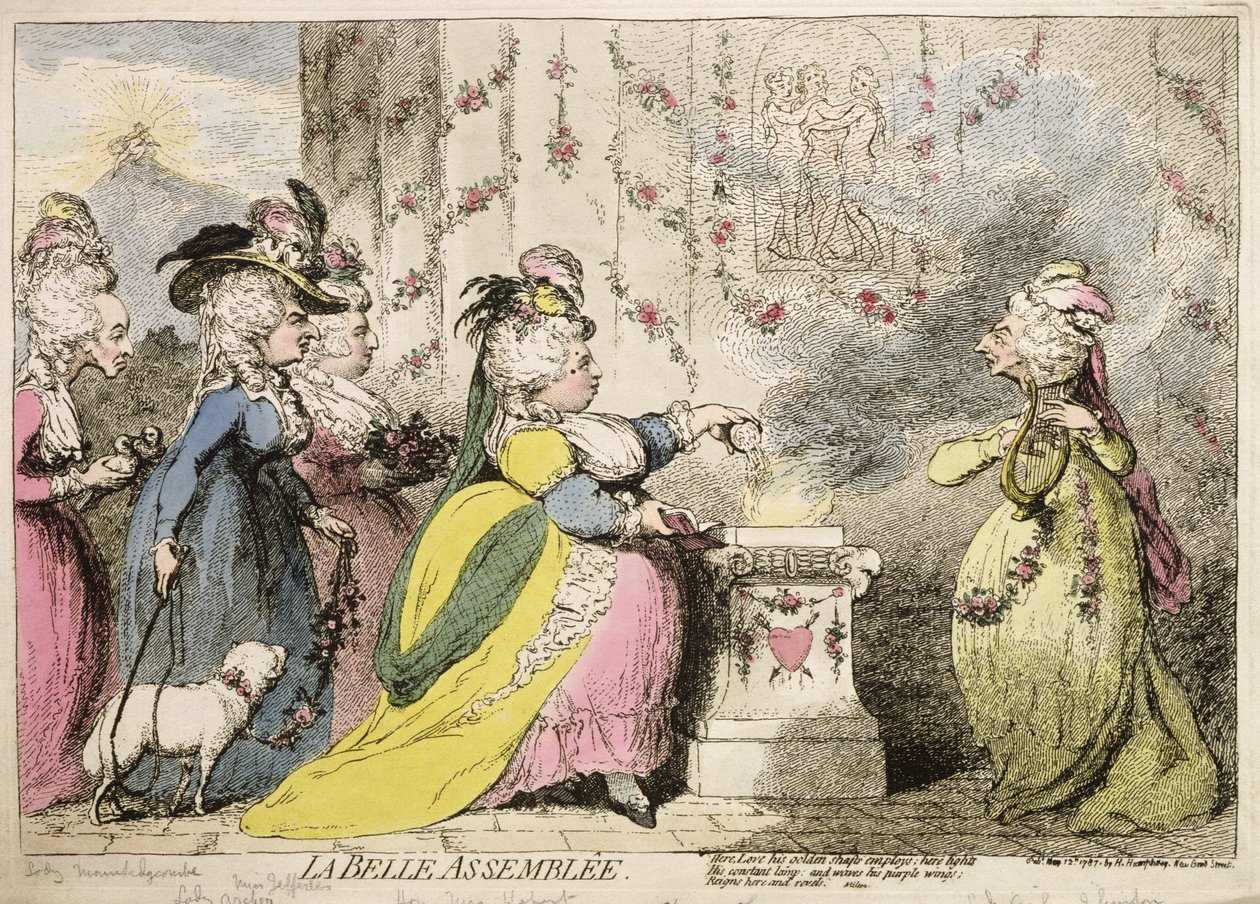 La Belle Assemblée, veröffentlicht von Hannah Humphrey 1787 (handkolorierte Radierung) von James Gillray